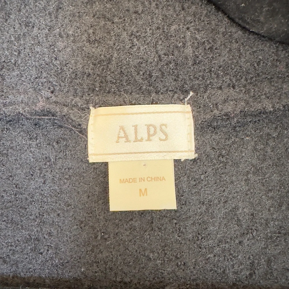 Vintage Alps 100% Wool Black Christmas Holiday Cardigan with Embroidered Accents